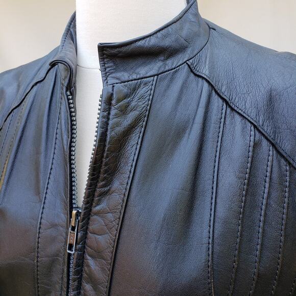Casablanca Womens Leather Motorcycle Jacket - Picture 3 of 8